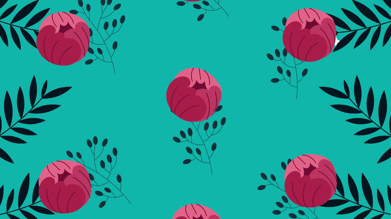 rosas hermosas flores de jardín patrón de animación