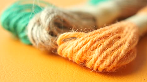 close-up of colorful embroidery threads