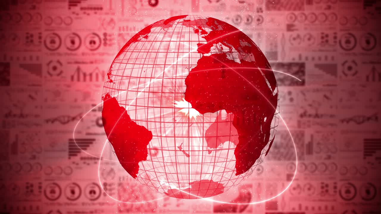 pandemia de infección. tierra global con puntos rojos de infección. holograma médico elementos de datos digitales gráfico. control infeccioso. vírus de curación. animación en bucle.
