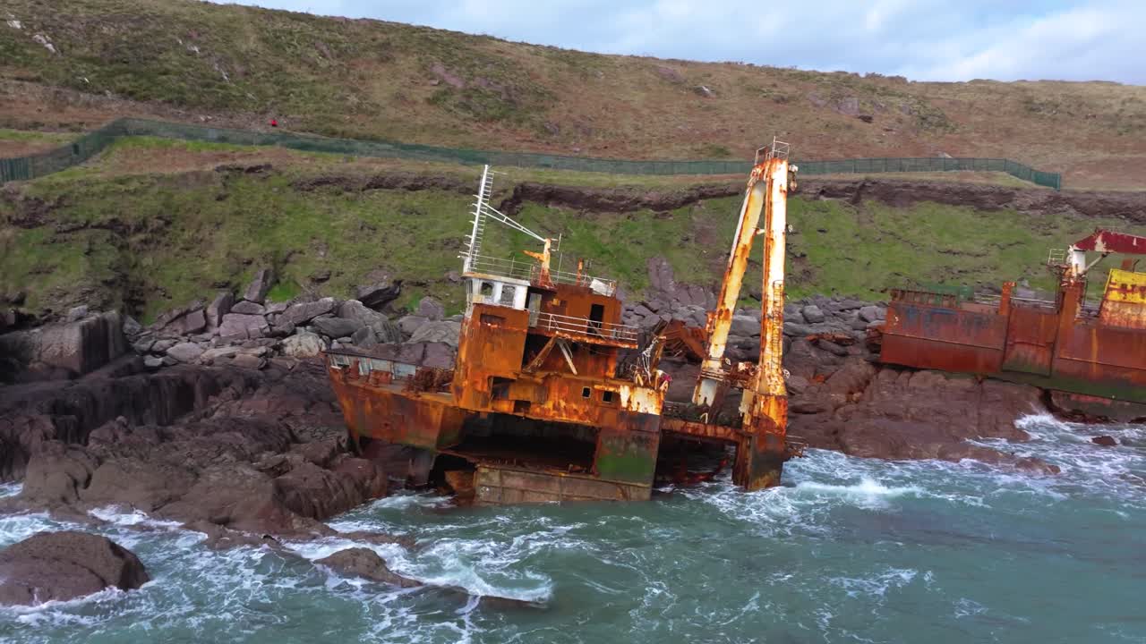 4K Cinematic drone footage of the mysterious Ghost Ship MV Alta stranded along the Cork coastline. Co.Cork - Ireland_15