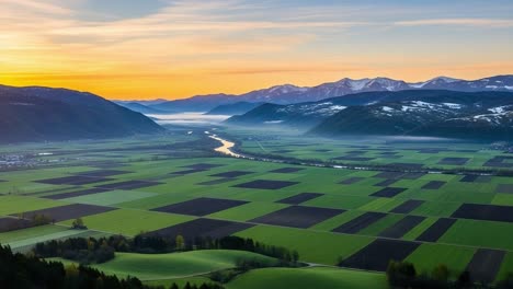 Breathtaking Sunrise Over Lush Green Valleys and Majestic Mountains: A Captivating Transformation from Dawn to Dusk