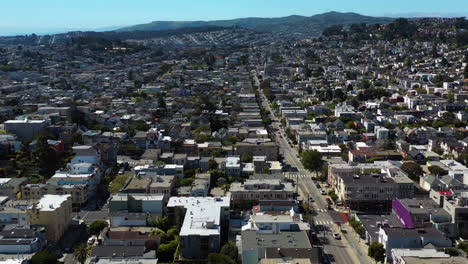 Drone-flying-over-residential-communities-of-San-Francisco,-California,-USA