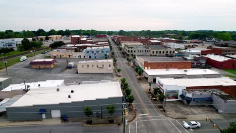 Downtown-Gaffney-South-Carolina-Aerial,-Gaffney-SC