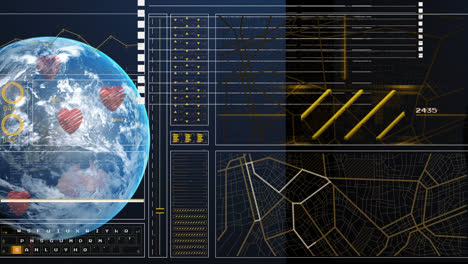 animación del procesamiento de datos en todo el mundo