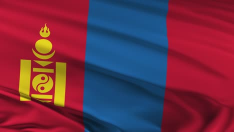 mongolia flag waving on wind seamles loop 3d animation. 4k resolution.