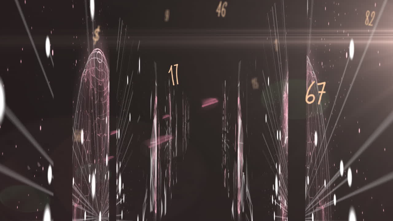 회전하는 지구와 함께 변화하는 숫자의 애니메이션