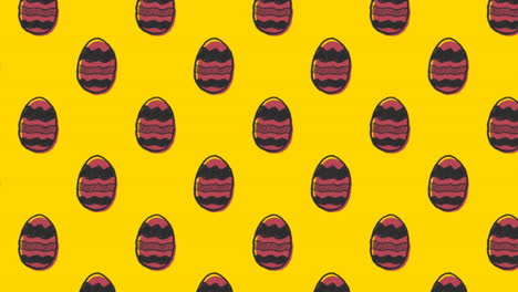 animation of patterned easter eggs moving in rows on yellow background