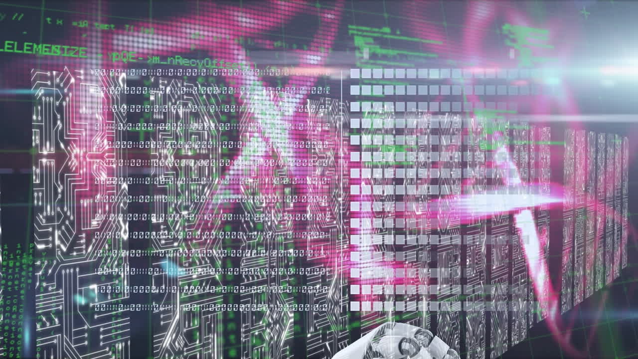 dna 가닥을 회전시키는 데이터 처리의 애니메이션