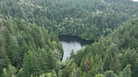 Amplia-Toma-Aérea-En-órbita-Que-Revela-Un-Lago-De-Fragancia-Escondido