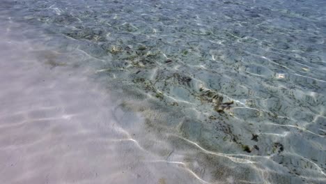 Fondo-Arenoso-Bajo-La-Superficie-Del-Mar-Ondulante-En-La-Playa-De-Arena-Blanca