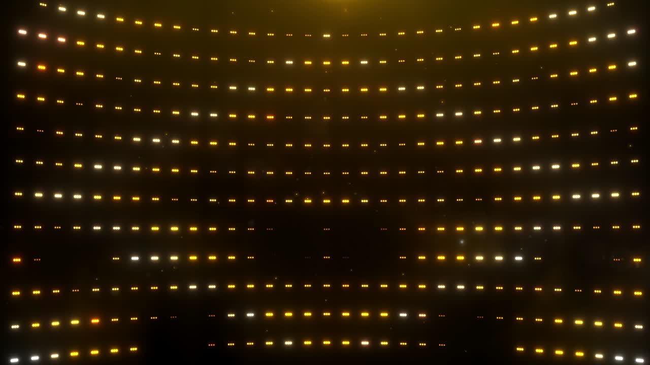 luces doradas del escenario brillando en forma de diamante, extendiendo el movimiento con ritmo.