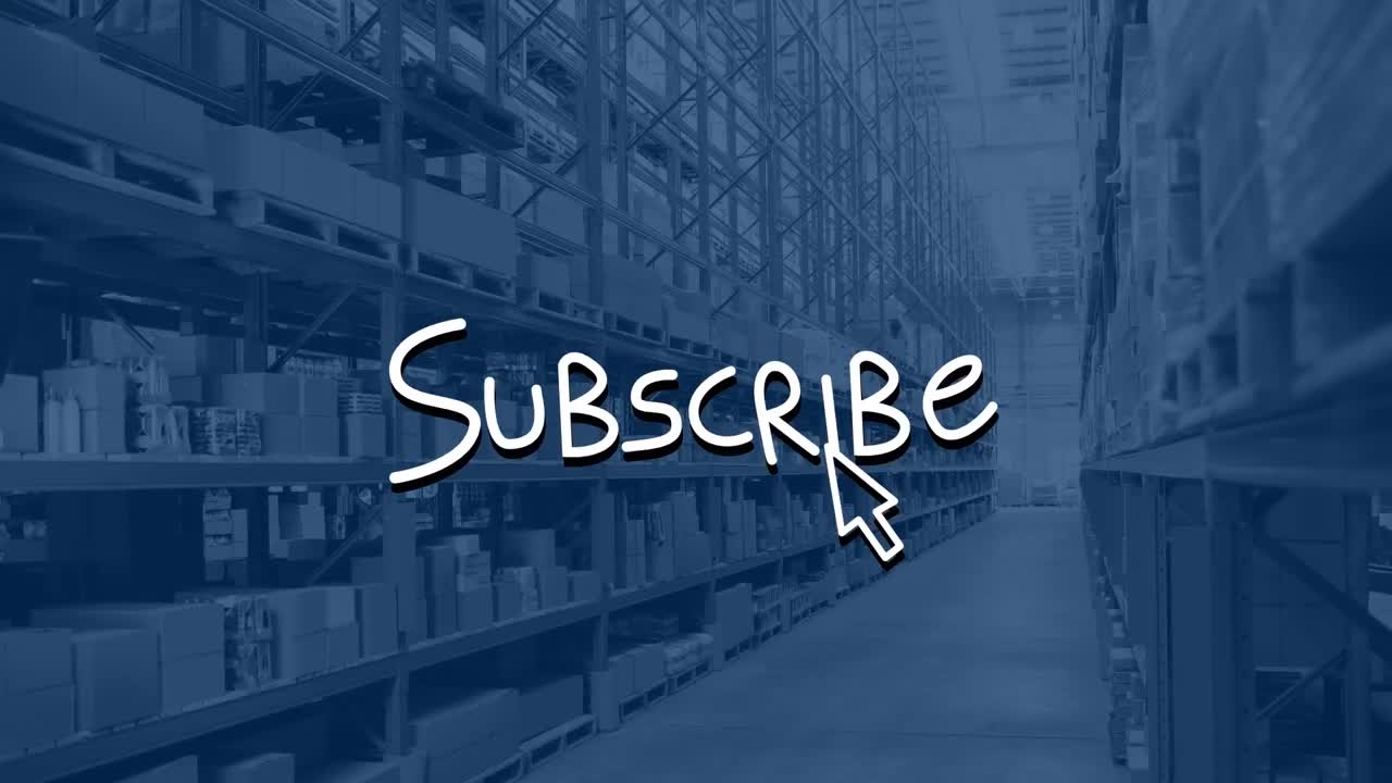 Animation of subscribe text over warehouse