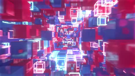 túnel de cubos de neón abstractos