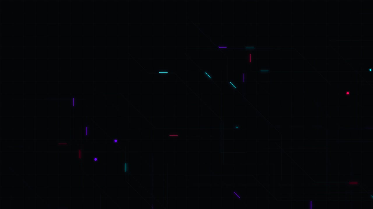 Abstract Digital Circuit Board Animation with Glowing Neon Lines