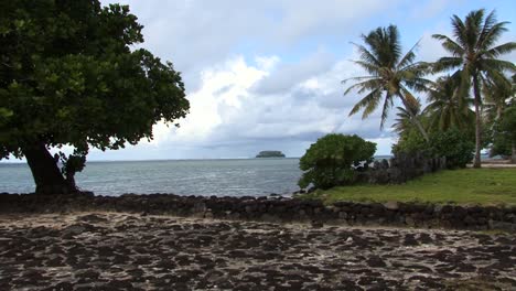 landscape around taputapuatea marae, raiatea, society islands, french polynesia