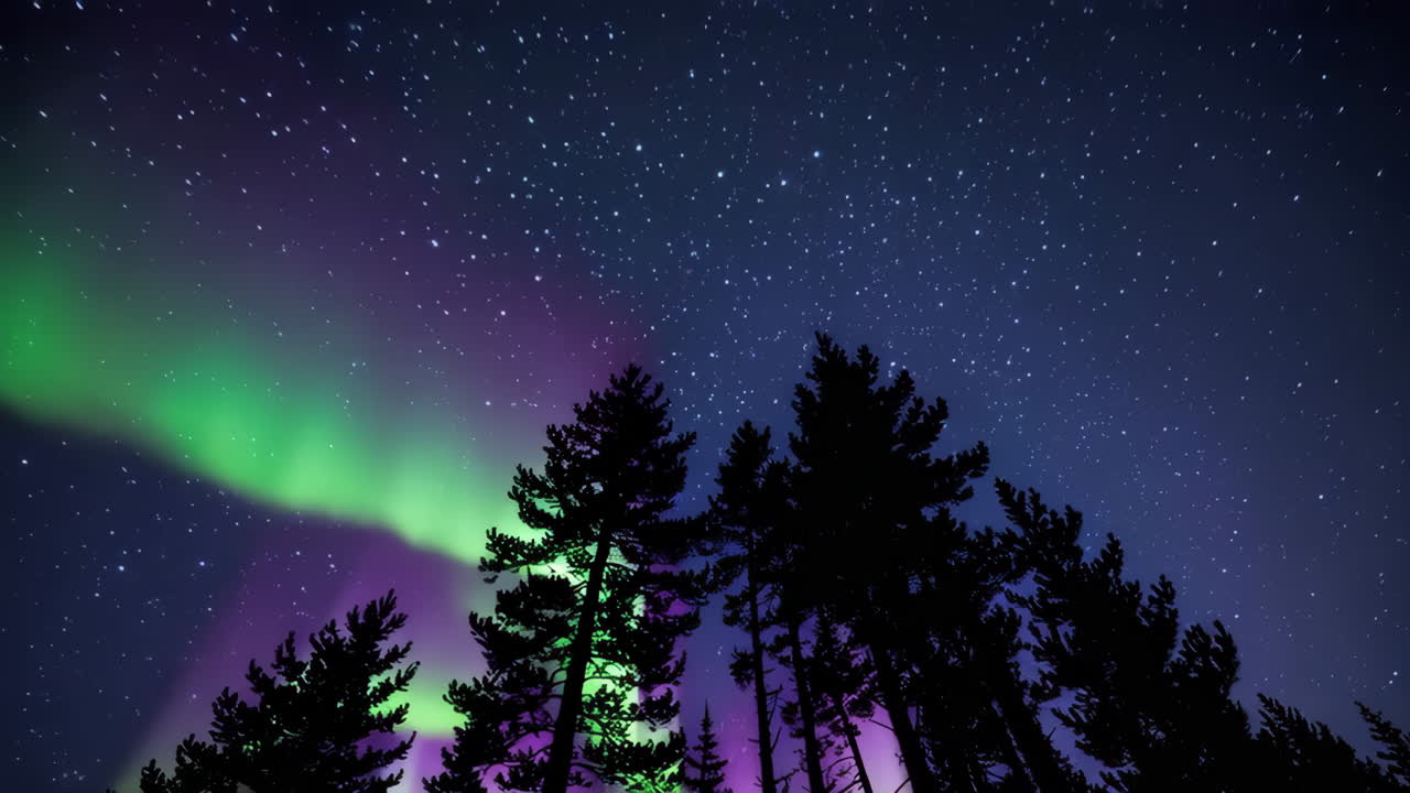 Aurora Borealis over a Forest