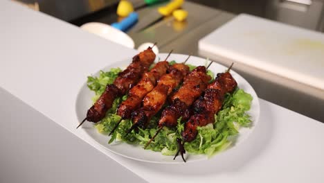 grilled chicken skewers with salad