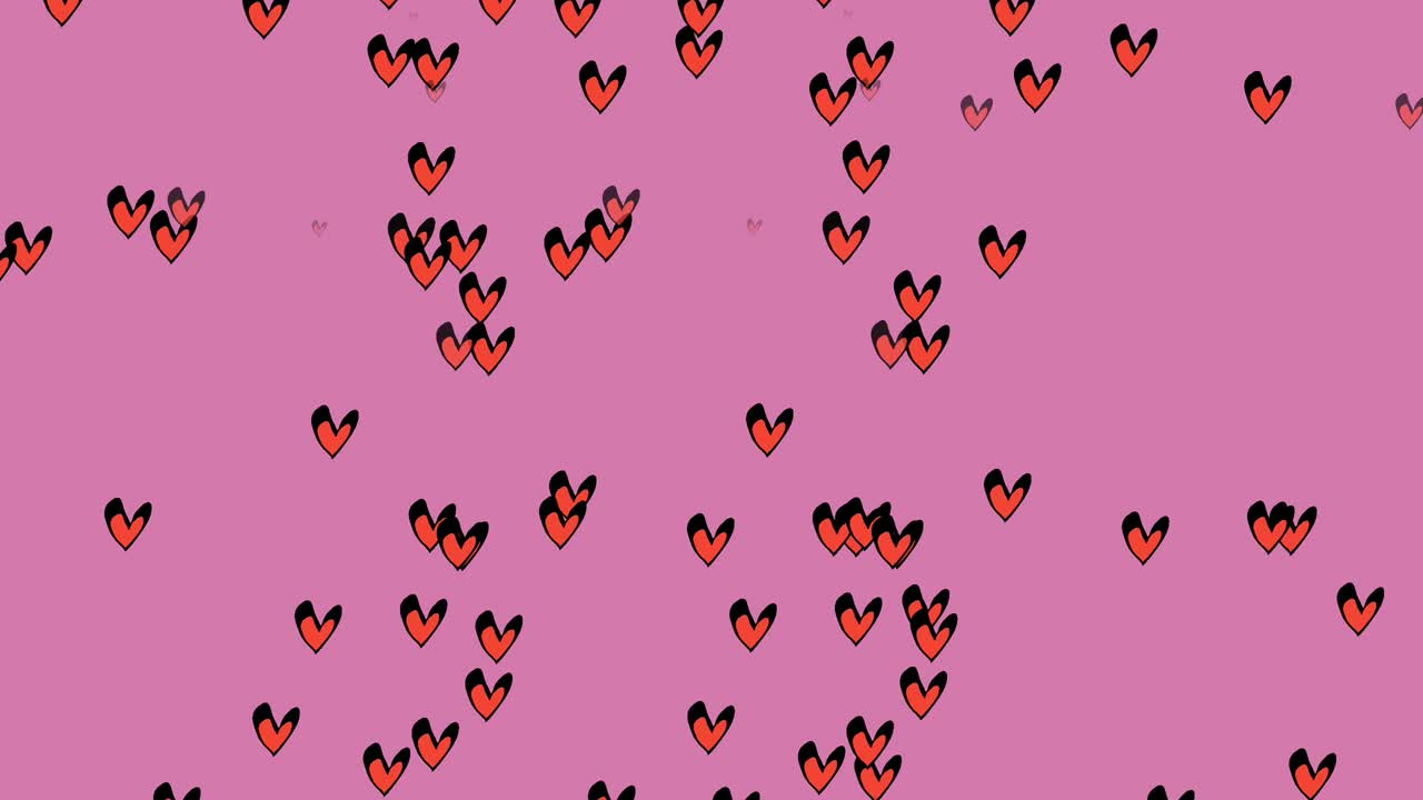 colorful Heart shape love symbol cartoon animation on pink screen. fall in love and Valentine concept.chroma key and alpha channel