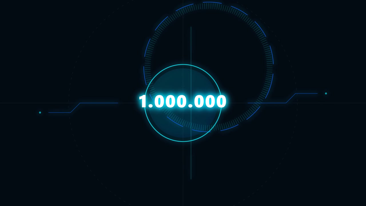 Digital Interface Displaying One Million Milestone with Animated HUD Elements