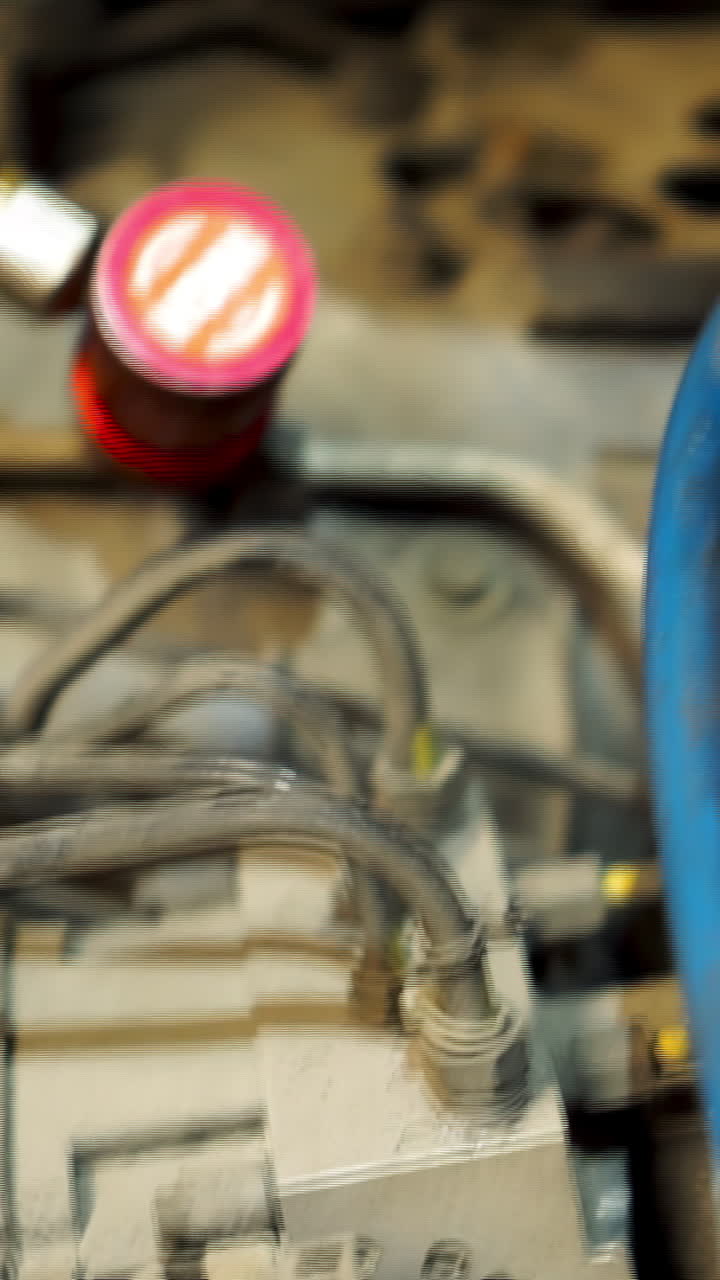 Close-up view of industrial pipes and machinery