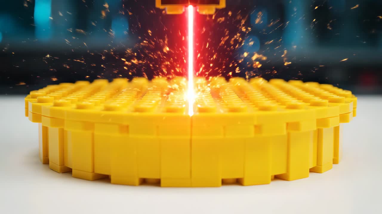 Lego being cut by laser