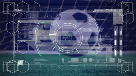 animación del procesamiento de datos sobre el fútbol en el estadio
