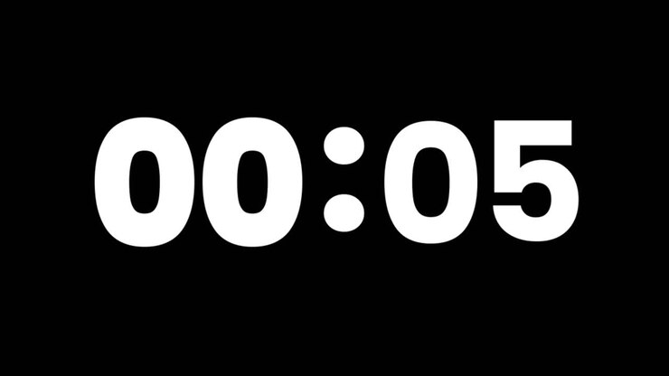 Digital Countdown Timer from Nine to Zero on Black Background