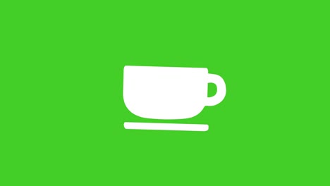 coffee cup - tea cup animated cartoon icon on green screen background