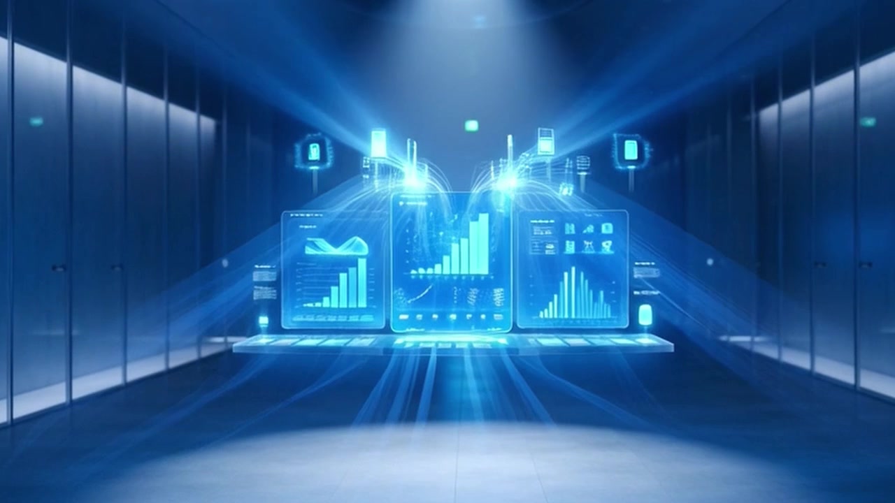 Digital Data Visualization and Network Connectivity in a Server Room