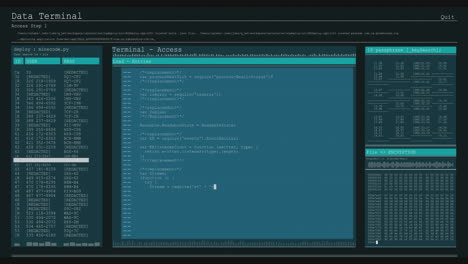 animation of data processing on blue computer screens