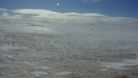 wide shot of the hardangervidda mountain plateau at dyranut in april 2025