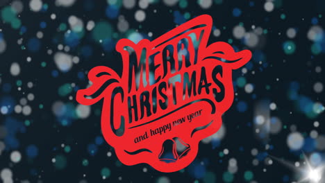 animation of christmas greetings text over snow falling on black background