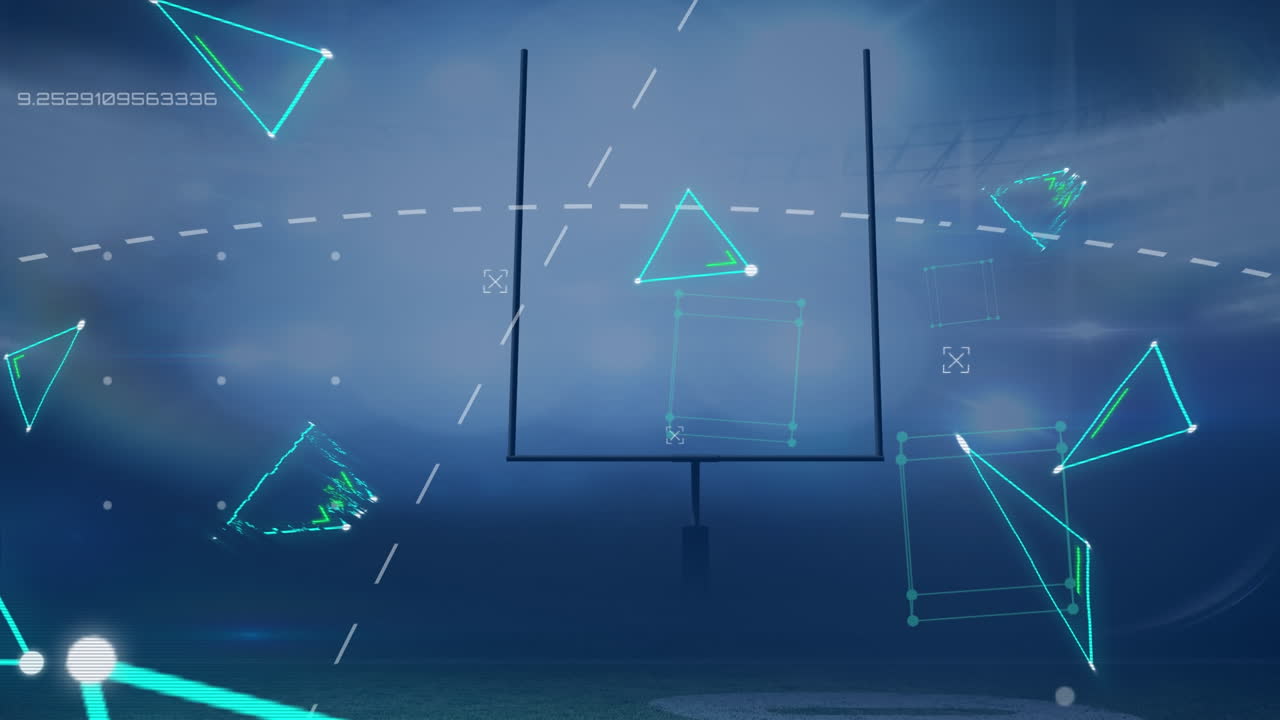 파란색 배경에 변하는 숫자 위에 파란색 삼각형의 애니메이션