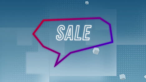 animación del texto de venta en la burbuja de habla retro