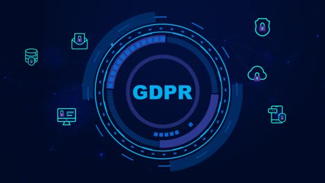 gdpr o ley general de protección de datos regulación cumplimiento tecnológico arte abstracto 4k sobre fondo de neón azul