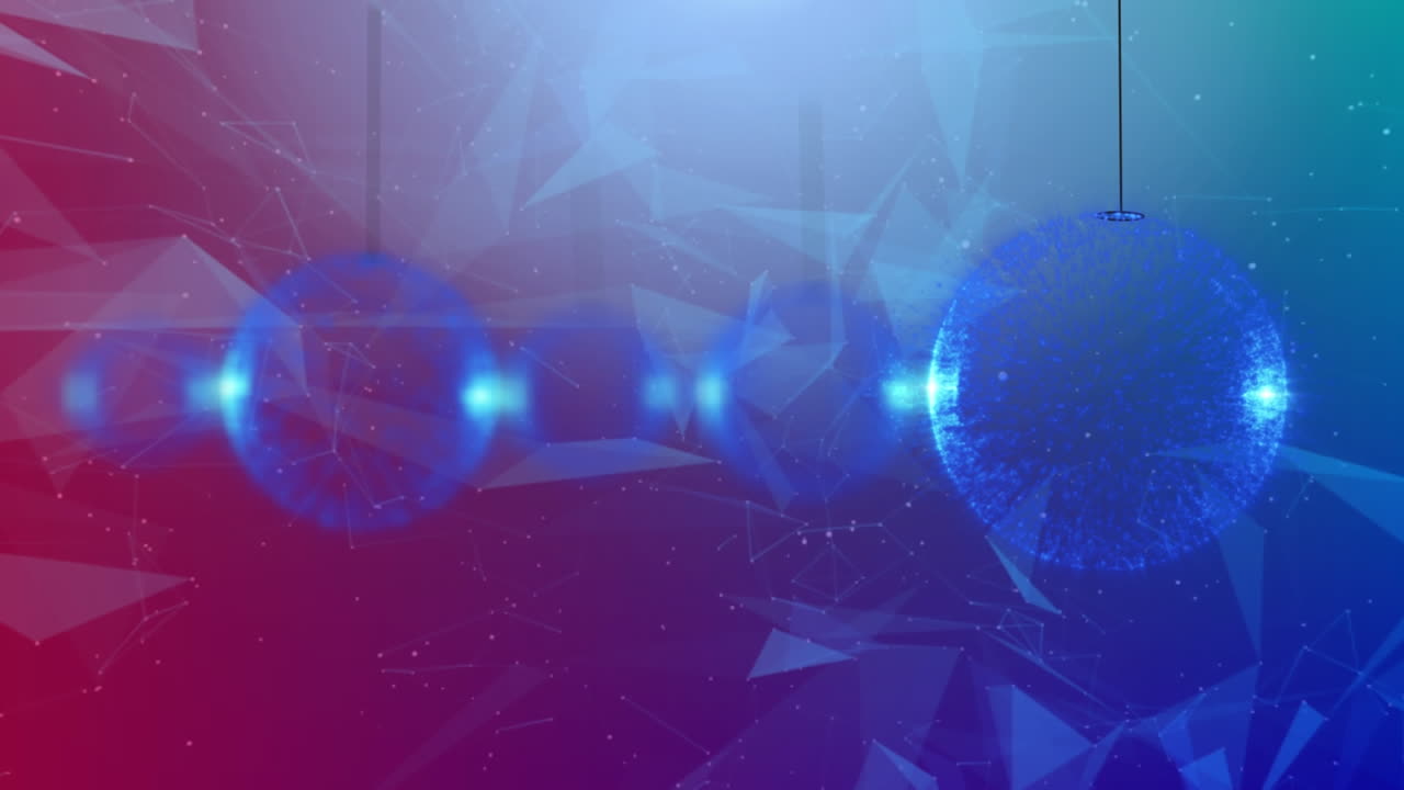 animación de bolas azules sobre una red de conexiones sobre un fondo azul