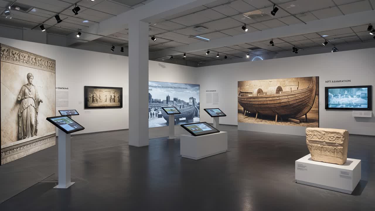 Exploring the Intricate Artifacts of an Exhibition: A Journey Through History in a Modern Gallery Space with Engaging Displays