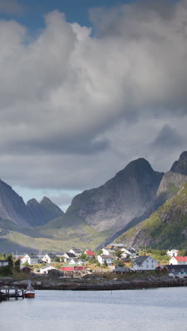 beautiful view of town lofoten islands in norway in vertical