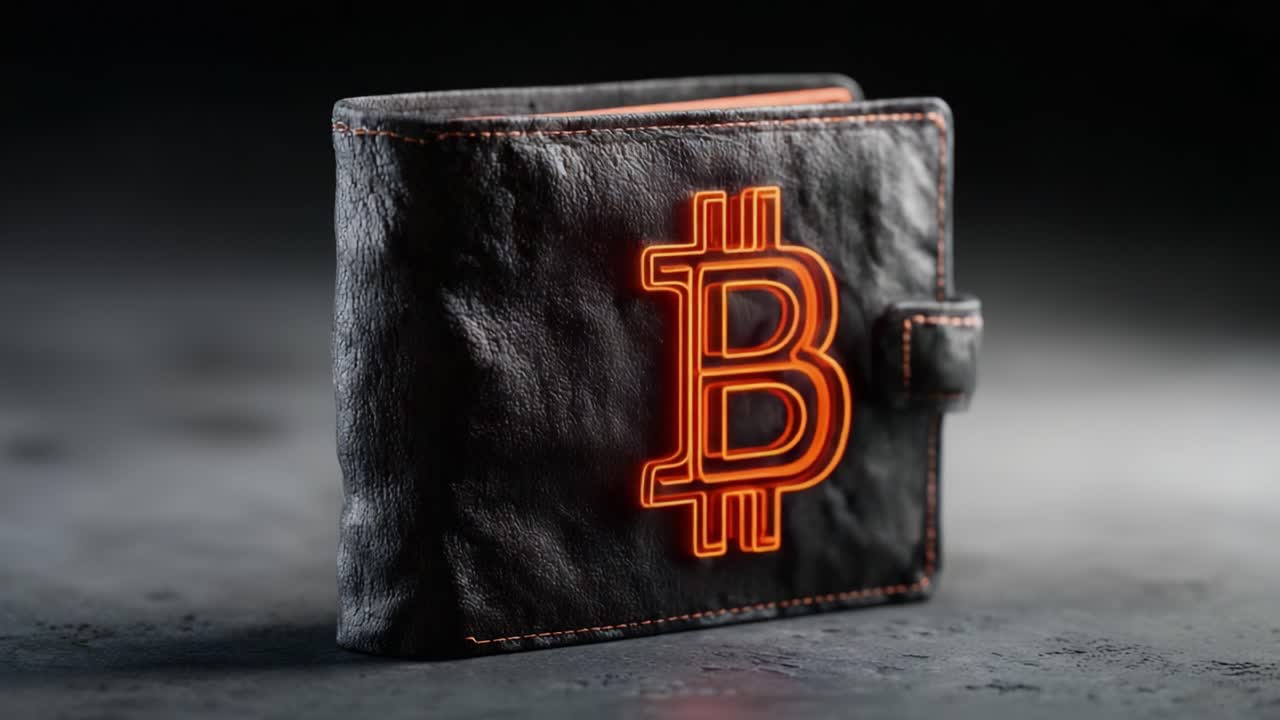 A Glowing Bitcoin Wallet Showcasing Modern Digital Currency Technology with an Eye-Catching Design and Unique Illuminated Bitcoin Symbol, Perfect for Cryptocurrency Enthusiasts