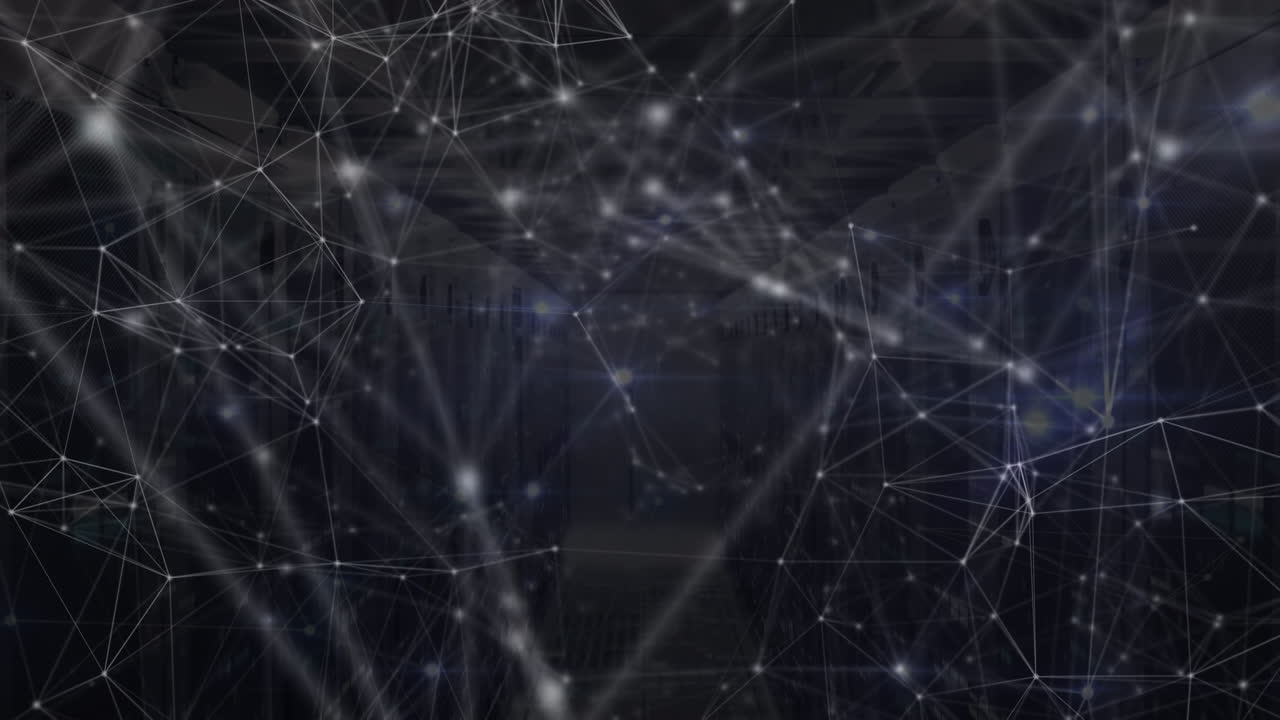 Animation of network of connections over server room