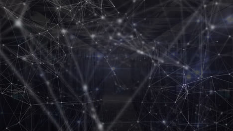 animation of network of connections over server room