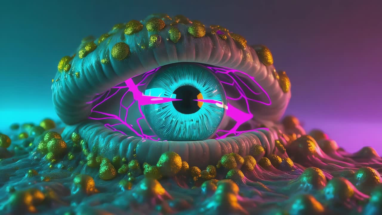 Futuristic Eye with Neon Lightning
