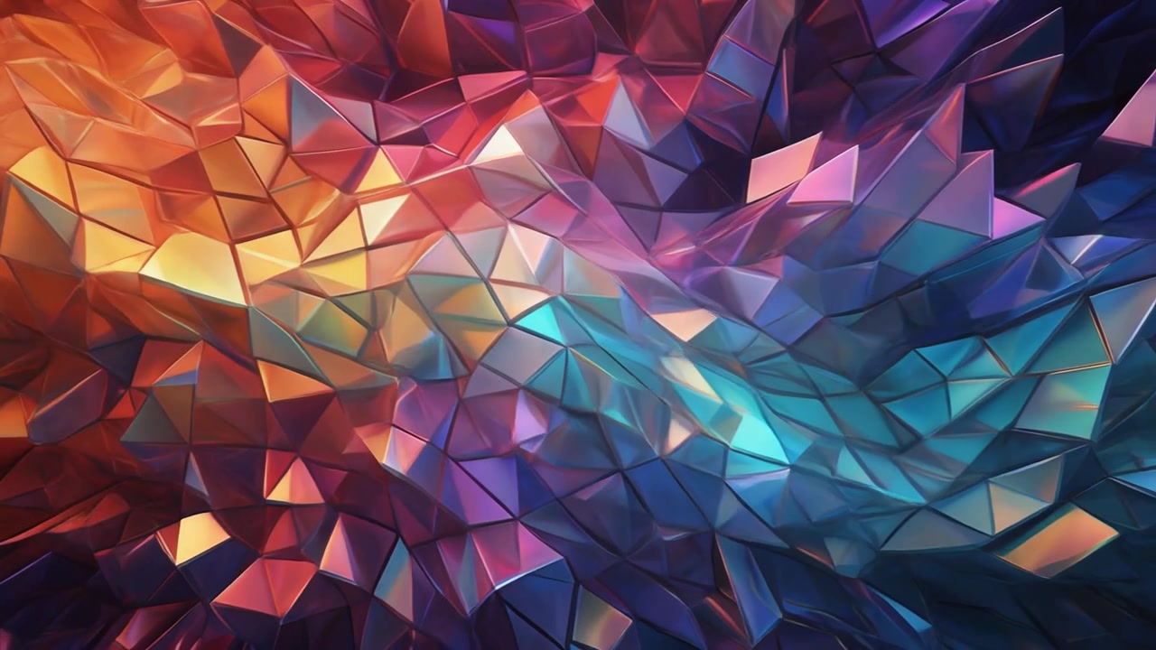 Sfondo geometrico astratto con triangoli colorati in movimento