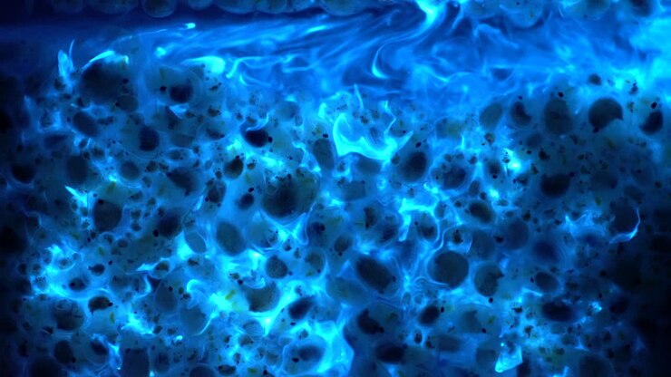 Vibrant Blue Bioluminescence in Water