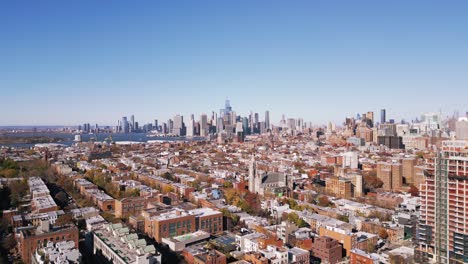 soñando con manhattan, brooklyn panorama aéreo, hermoso día de otoño crujiente