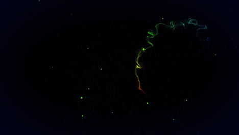 animación de puntos de luz sobre rastros de luz sobre fondo negro