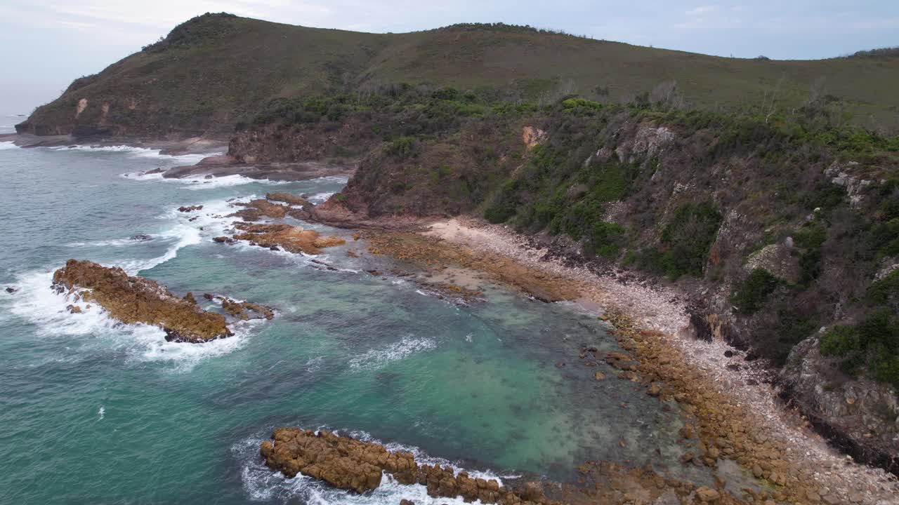 Headland And Seascape, Diamond Head Beach In NSW, Australia - Drone Shot