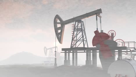 oil pump, oil industry equipment, drilling derricks from oil field silhouette at sunset. energy supply crisis. 3d rendering