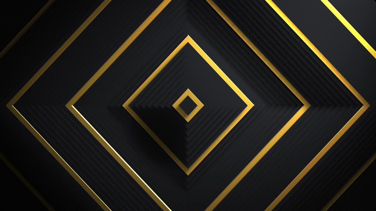 금색과 검은색 다이아몬드가 끊임없는 루프로 흔들리는 애니메이션