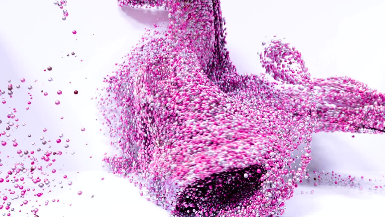 4k의 추상적인 입자 구는 빈 방을 채니다.